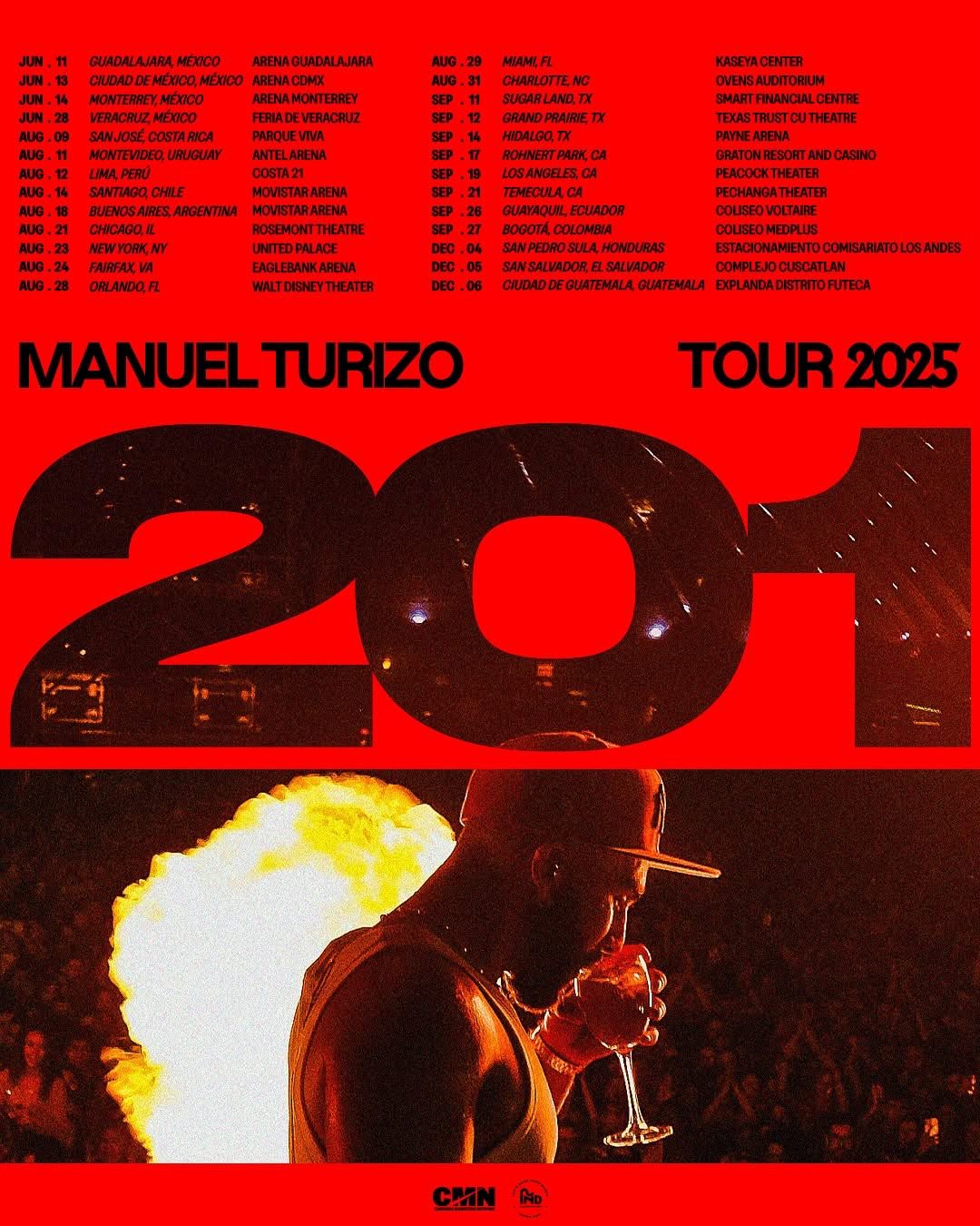 Manuel Turizo anuncia su espectacular "201 Tour": más de 25 ciudades y una producción inolvidable